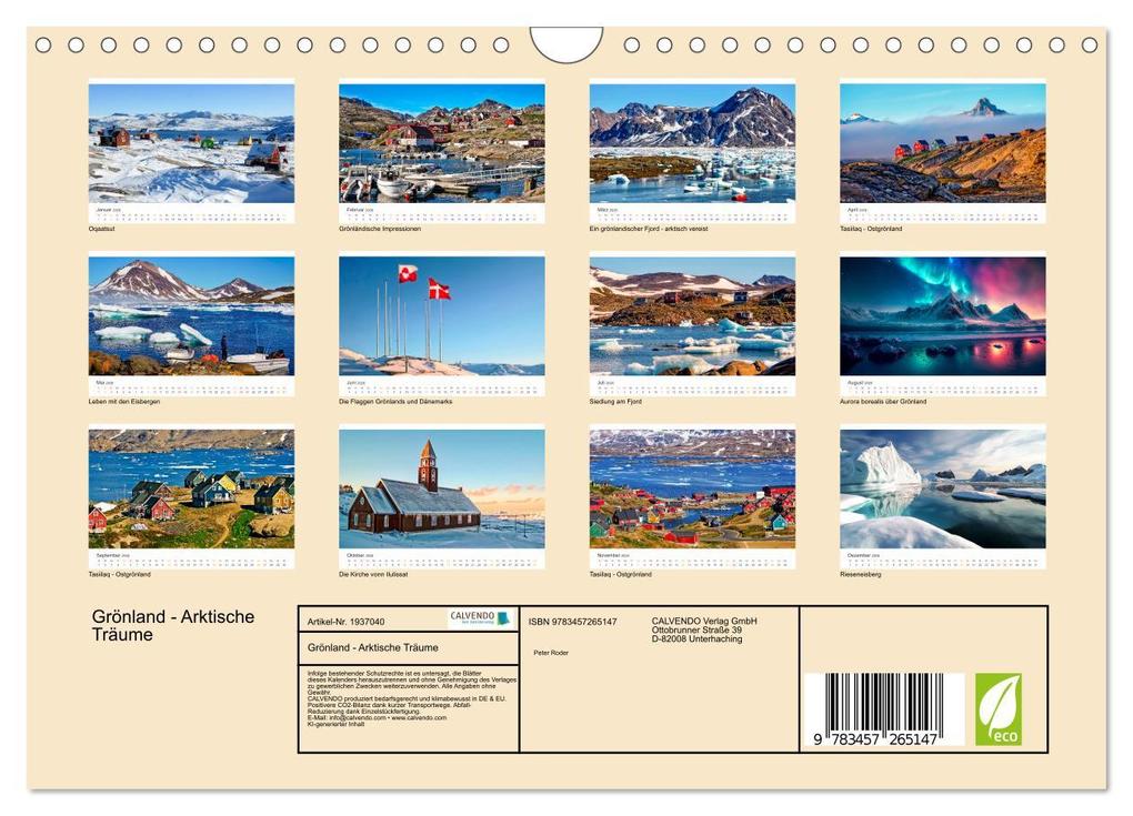Weitere Ansicht: Grönland - Arktische Träume (Wandkalender 2026 DIN A4 quer), CALVENDO Monatskalender | Peter Roder, Calvendo