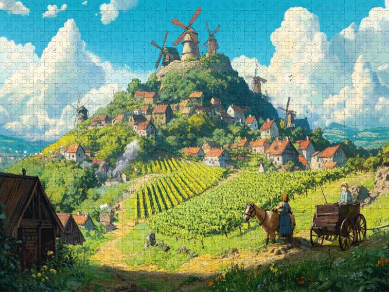 Weitere Ansicht: CALVENDO Puzzle Das Tal der Winde - Anime Landschaft | 2000 Teile Lege-Größe 90x67cm Foto-Puzzle für glückliche Stunden | Calvendo