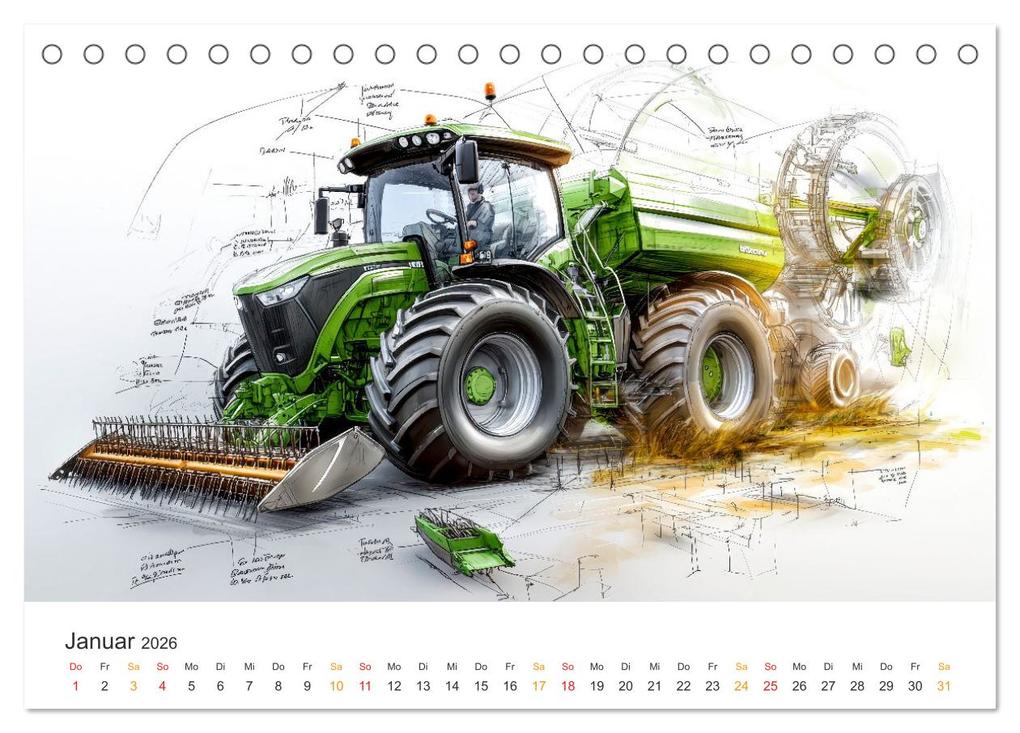 Weitere Ansicht: Traktoren - Design und Power Studien in Grün (Tischkalender 2026 DIN A5 quer), CALVENDO Monatskalender | Peter Roder, Calvendo