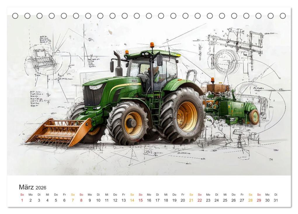 Weitere Ansicht: Traktoren - Design und Power Studien in Grün (Tischkalender 2026 DIN A5 quer), CALVENDO Monatskalender | Peter Roder, Calvendo