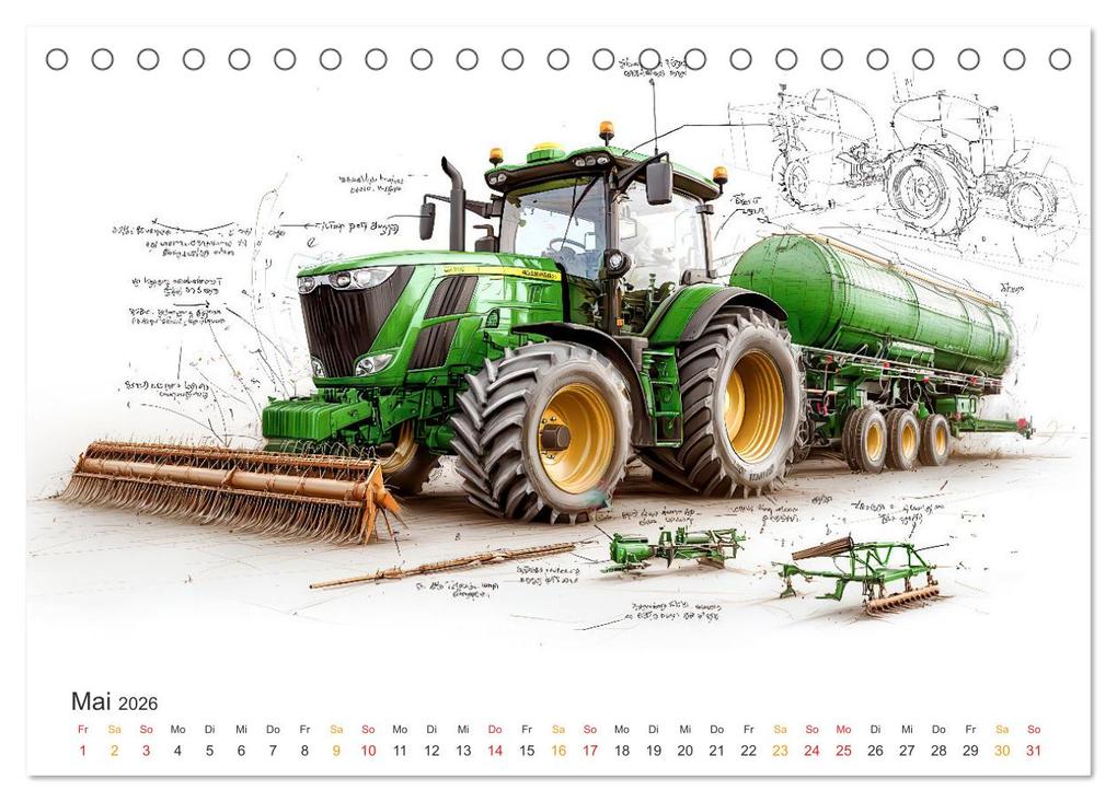 Weitere Ansicht: Traktoren - Design und Power Studien in Grün (Tischkalender 2026 DIN A5 quer), CALVENDO Monatskalender | Peter Roder, Calvendo