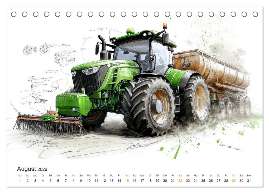 Weitere Ansicht: Traktoren - Design und Power Studien in Grün (Tischkalender 2026 DIN A5 quer), CALVENDO Monatskalender | Peter Roder, Calvendo