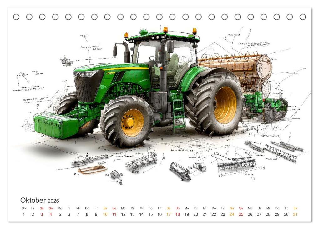 Weitere Ansicht: Traktoren - Design und Power Studien in Grün (Tischkalender 2026 DIN A5 quer), CALVENDO Monatskalender | Peter Roder, Calvendo