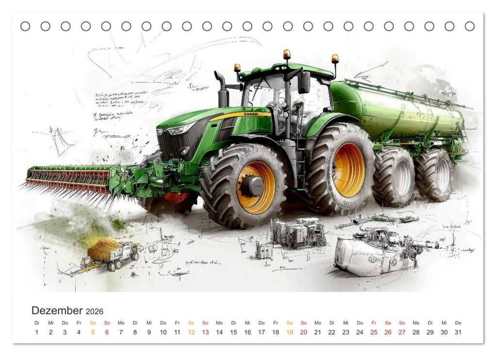 Weitere Ansicht: Traktoren - Design und Power Studien in Grün (Tischkalender 2026 DIN A5 quer), CALVENDO Monatskalender | Peter Roder, Calvendo