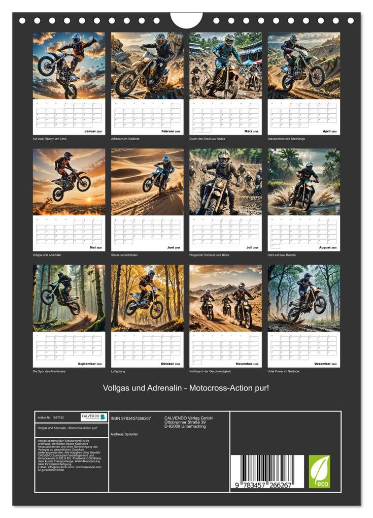Weitere Ansicht: Vollgas und Adrenalin - Motocross-Action pur! (Wandkalender 2026 DIN A4 hoch), CALVENDO Monatskalender | Andreas Spreider, Calvendo