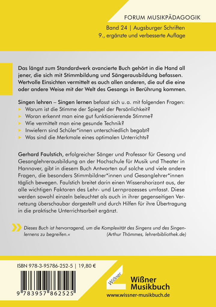 Weitere Ansicht: Singen lehren - Singen lernen | Gerhard Faulstich