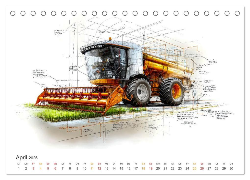Weitere Ansicht: Mähdrescher - Design Studien (Tischkalender 2026 DIN A5 quer), CALVENDO Monatskalender | Peter Roder, Calvendo