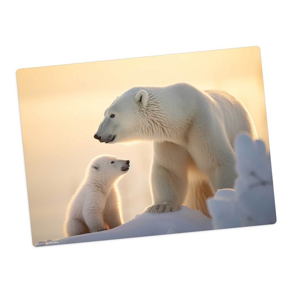 Produktbild: Tischsetmacher Tischset Eisbär Baby mit Mama, aus hochwertigem Vinyl , 44 x 32 cm
