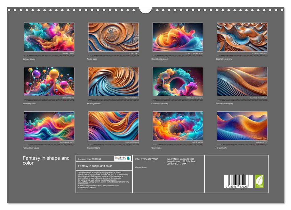 Weitere Ansicht: Fantasy in shape and color (Wall Calendar 2026 DIN A3 landscape), CALVENDO 12 Month Wall Calendar | Calvendo, Werner Braun