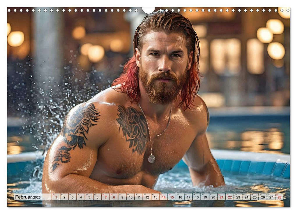 Weitere Ansicht: Heiße Kerle im Badeschaum - Muskeln, Tattoos und Wasserspiele (Wandkalender 2026 DIN A3 quer), CALVENDO Monatskalender | Renate Utz, Calvendo