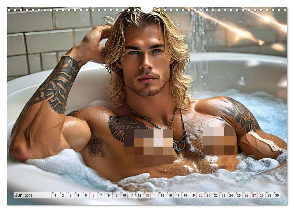 Weitere Ansicht: Heiße Kerle im Badeschaum - Muskeln, Tattoos und Wasserspiele (Wandkalender 2026 DIN A3 quer), CALVENDO Monatskalender | Renate Utz, Calvendo