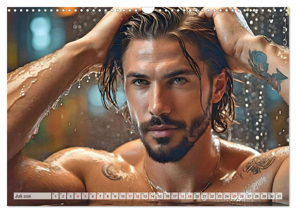 Weitere Ansicht: Heiße Kerle im Badeschaum - Muskeln, Tattoos und Wasserspiele (Wandkalender 2026 DIN A3 quer), CALVENDO Monatskalender | Renate Utz, Calvendo