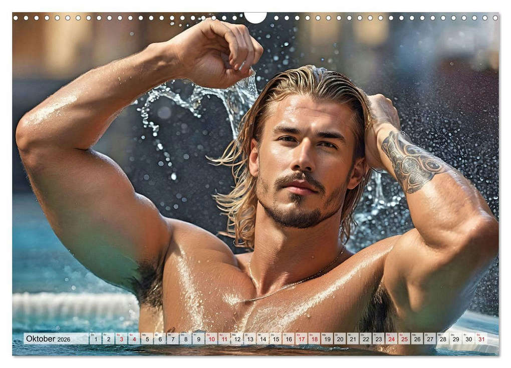 Weitere Ansicht: Heiße Kerle im Badeschaum - Muskeln, Tattoos und Wasserspiele (Wandkalender 2026 DIN A3 quer), CALVENDO Monatskalender | Renate Utz, Calvendo
