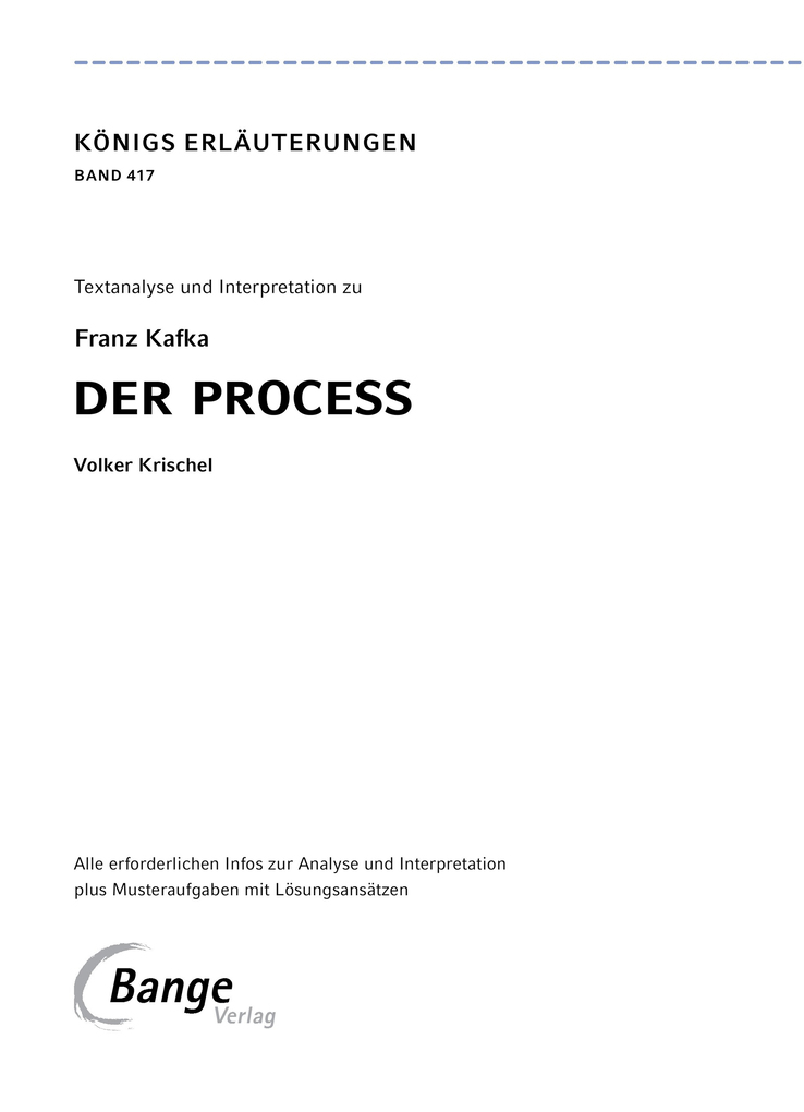 Weitere Ansicht: Der Process von Franz Kafka - Textanalyse und Interpretation | Franz Kafka