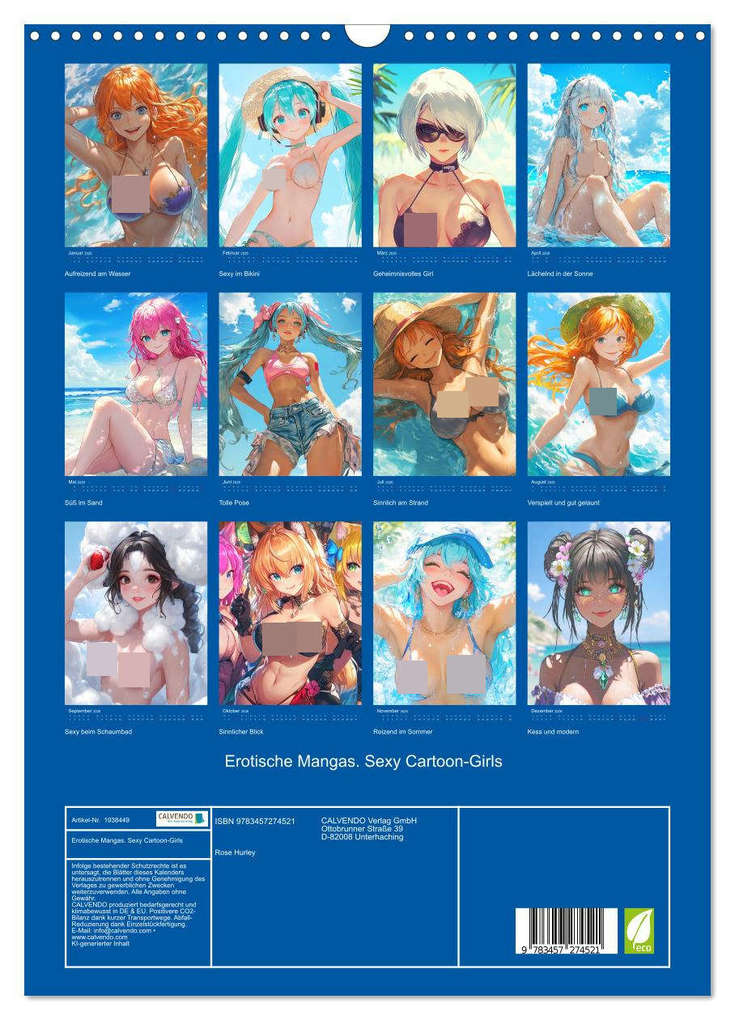 Weitere Ansicht: Erotische Mangas. Sexy Cartoon-Girls (Wandkalender 2026 DIN A3 hoch), CALVENDO Monatskalender | Rose Hurley, Calvendo