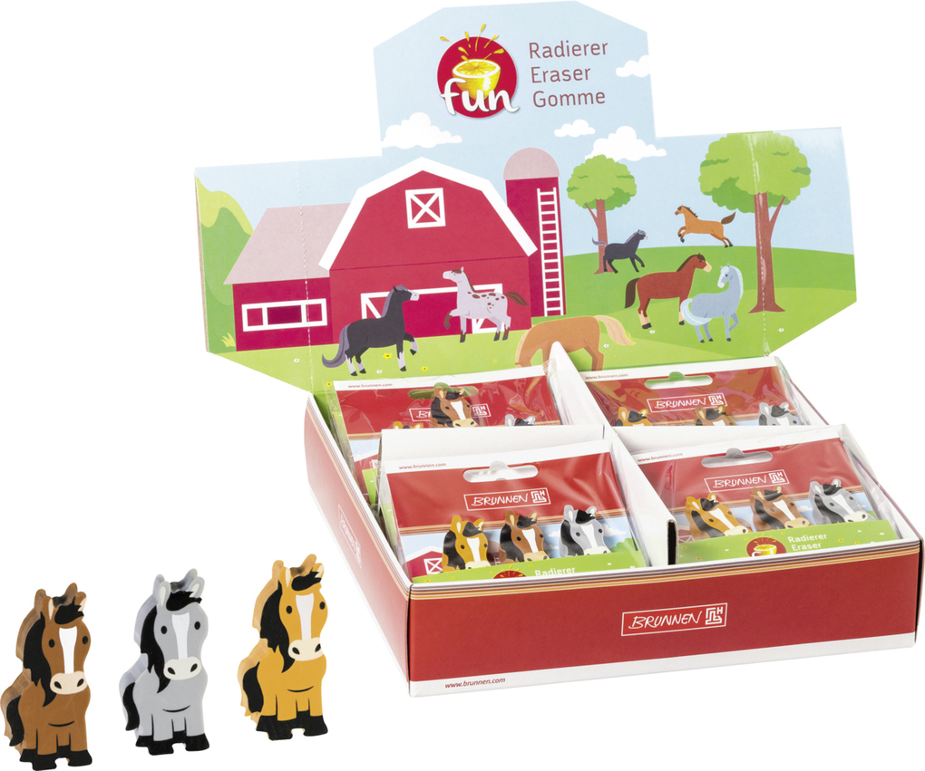 Weitere Ansicht: Display Radiergummi Pferde 3er
