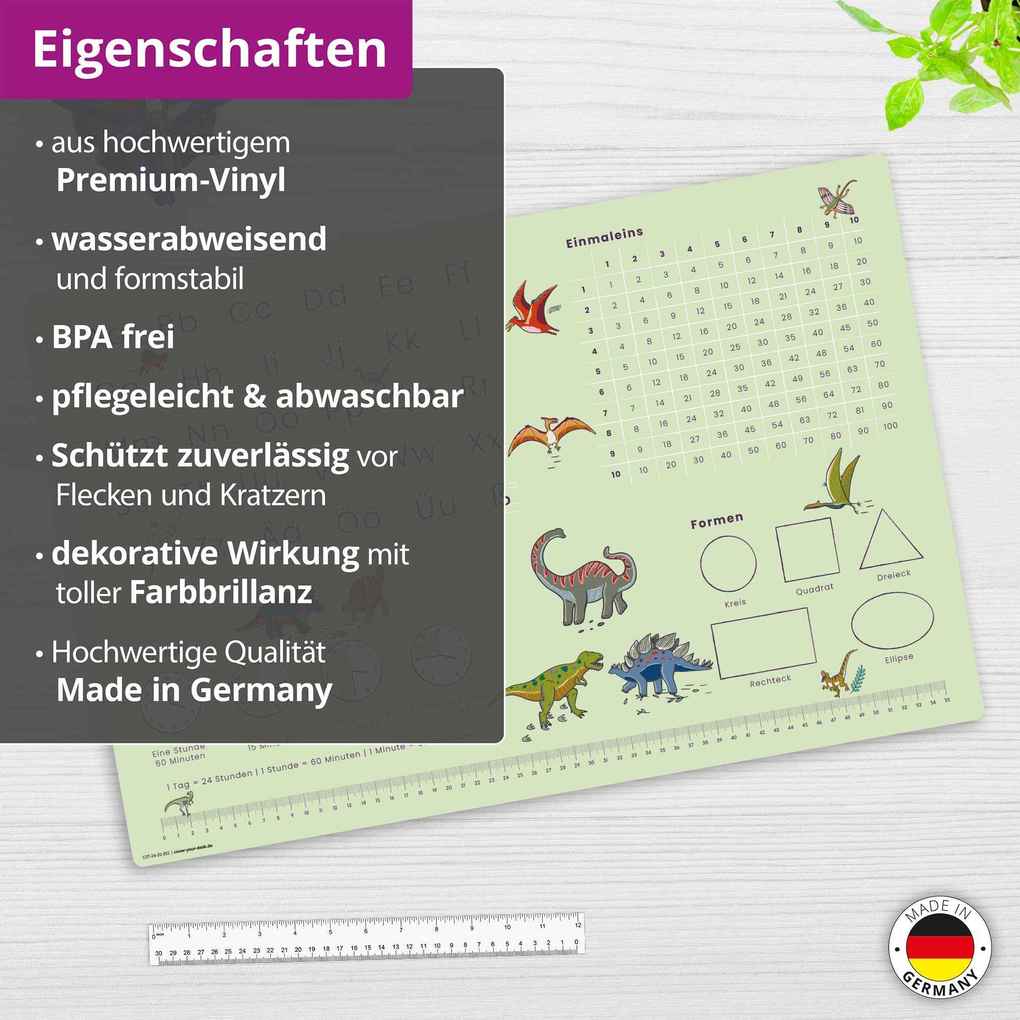 Weitere Ansicht: Cover-your-desk Schreibtischunterlage für Kinder LernunterlageEinschulungverschiedene Designs, ABC, 1x1, Uhrzeiten, aus hochwertigem Vinyl, 60 x 40 cm