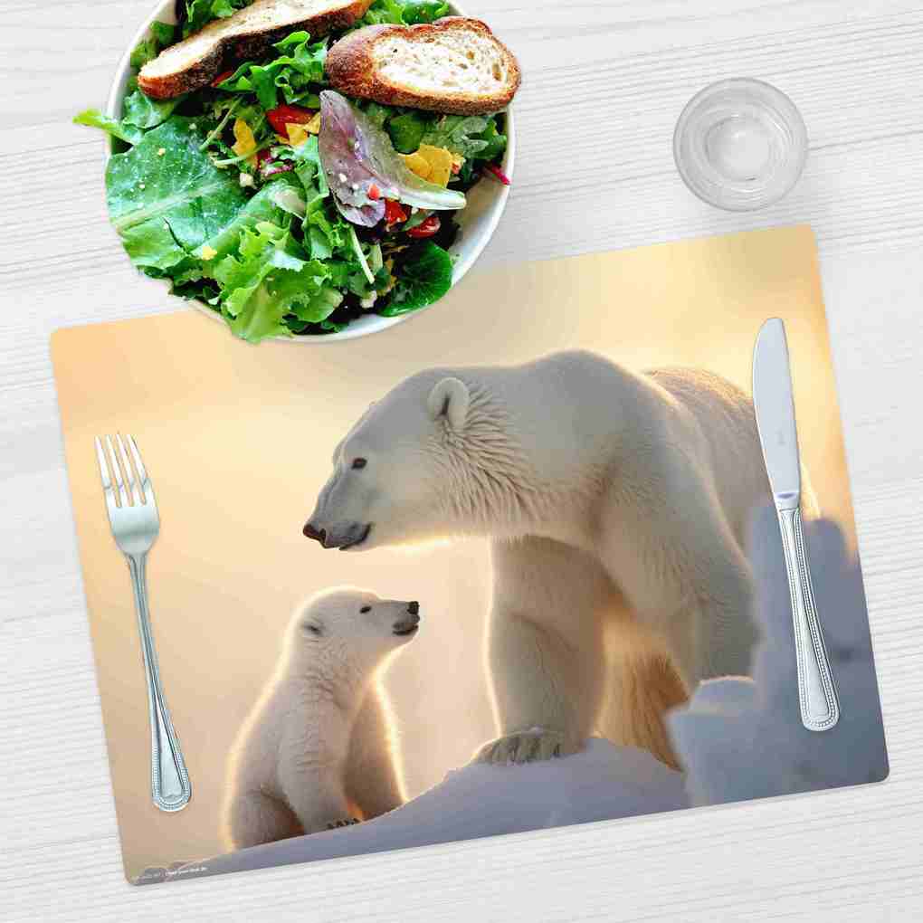 Weitere Ansicht: Tischsetmacher Tischset Eisbär Baby mit Mama, aus hochwertigem Vinyl , 44 x 32 cm