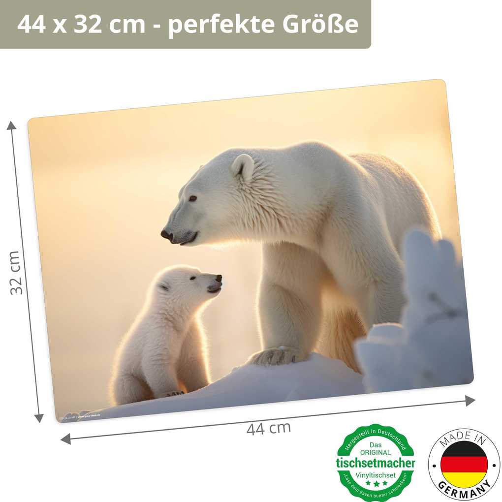 Weitere Ansicht: Tischsetmacher Tischset Eisbär Baby mit Mama, aus hochwertigem Vinyl , 44 x 32 cm