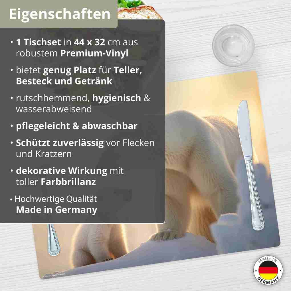 Weitere Ansicht: Tischsetmacher Tischset Eisbär Baby mit Mama, aus hochwertigem Vinyl , 44 x 32 cm