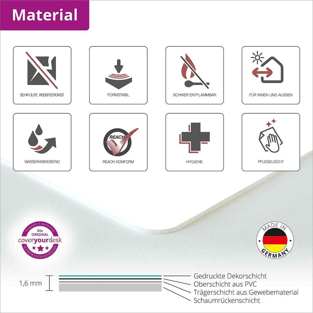 Weitere Ansicht: Cover-your-desk Schreibtischunterlage für Kinder Lernunterlage Einschulung, verschiedene Designs, ABC, 1x1, Uhrzeiten, aus hochwertigem Vinyl, 60 x 40 cm