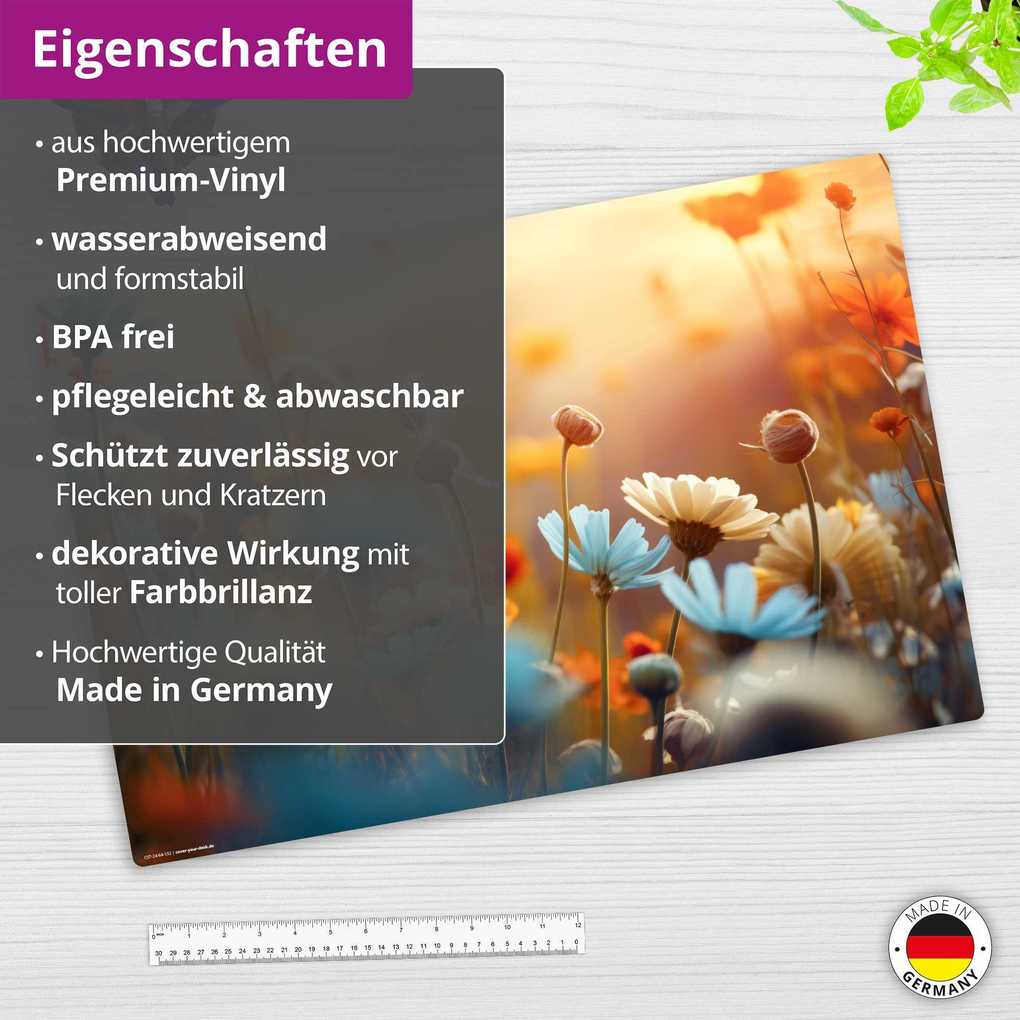 Weitere Ansicht: Cover-your-desk Schreibtischunterlage für Kinder und Erwachsene Wildblumen im Abendlicht, aus hochwertigem Vinyl, 60 x 40 cm