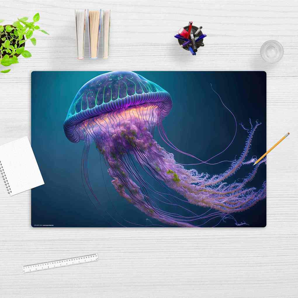 Weitere Ansicht: Cover-your-desk Schreibtischunterlage für Kinder Leuchtende Qualle, aus hochwertigem Vinyl, 60 x 40 cm