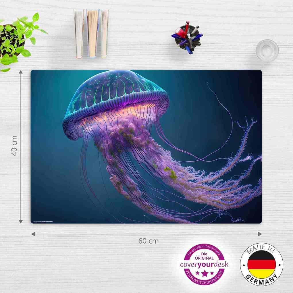 Weitere Ansicht: Cover-your-desk Schreibtischunterlage für Kinder Leuchtende Qualle, aus hochwertigem Vinyl, 60 x 40 cm