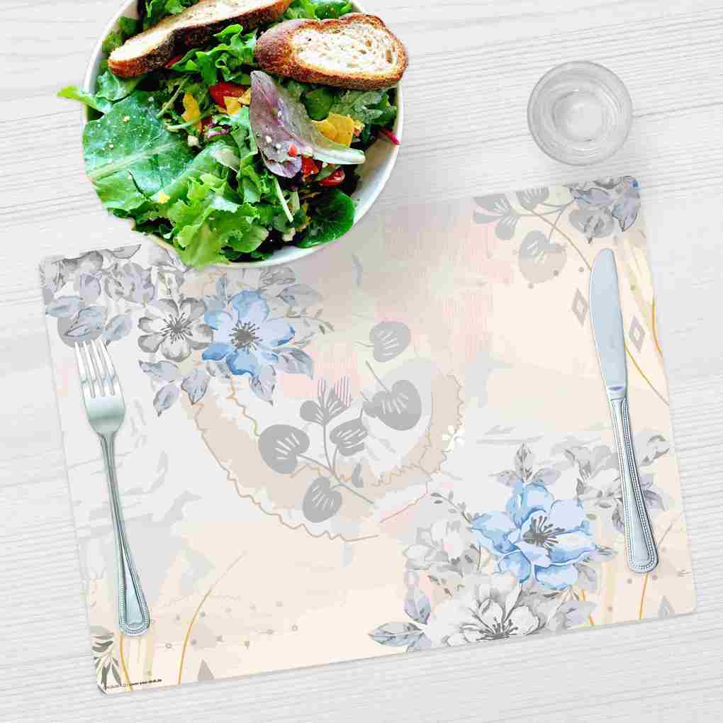 Weitere Ansicht: Tischsetmacher Tischsets Blaue Blumen Aquarell, aus hochwertigem Vinyl (4 Stück), 44 x 32 cm
