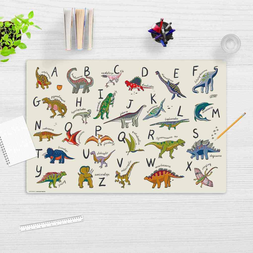 Weitere Ansicht: Cover-your-desk Schreibtischunterlage für Kinder Dinosaurier ABC, aus hochwertigem Vinyl, 60 x 40 cm