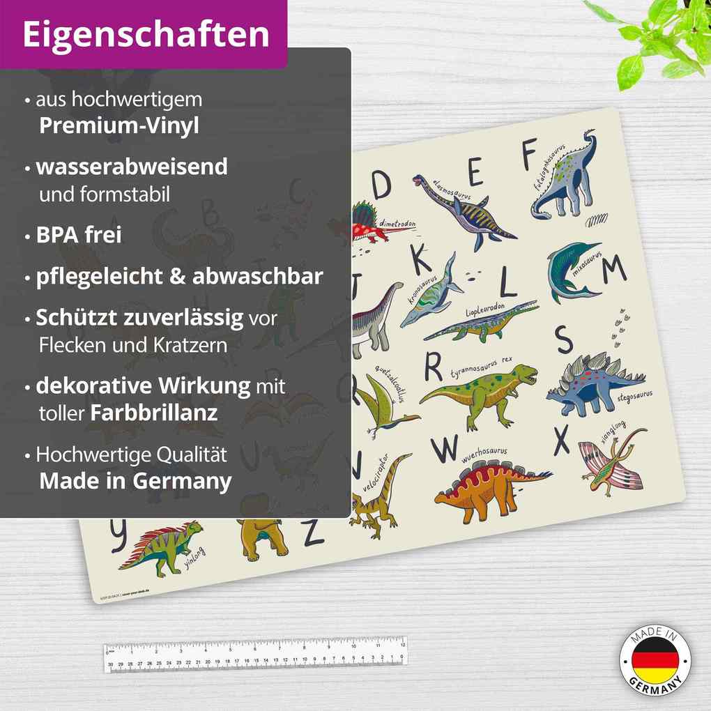 Weitere Ansicht: Cover-your-desk Schreibtischunterlage für Kinder Dinosaurier ABC, aus hochwertigem Vinyl, 60 x 40 cm