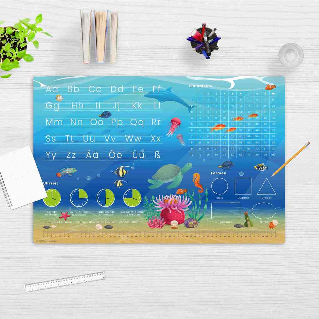 Weitere Ansicht: Cover-your-desk Schreibtischunterlage für Kinder Lernunterlage Einschulung, Unterwasserwelt Optik, aus hochwertigem Vinyl, 60 x 40 cm