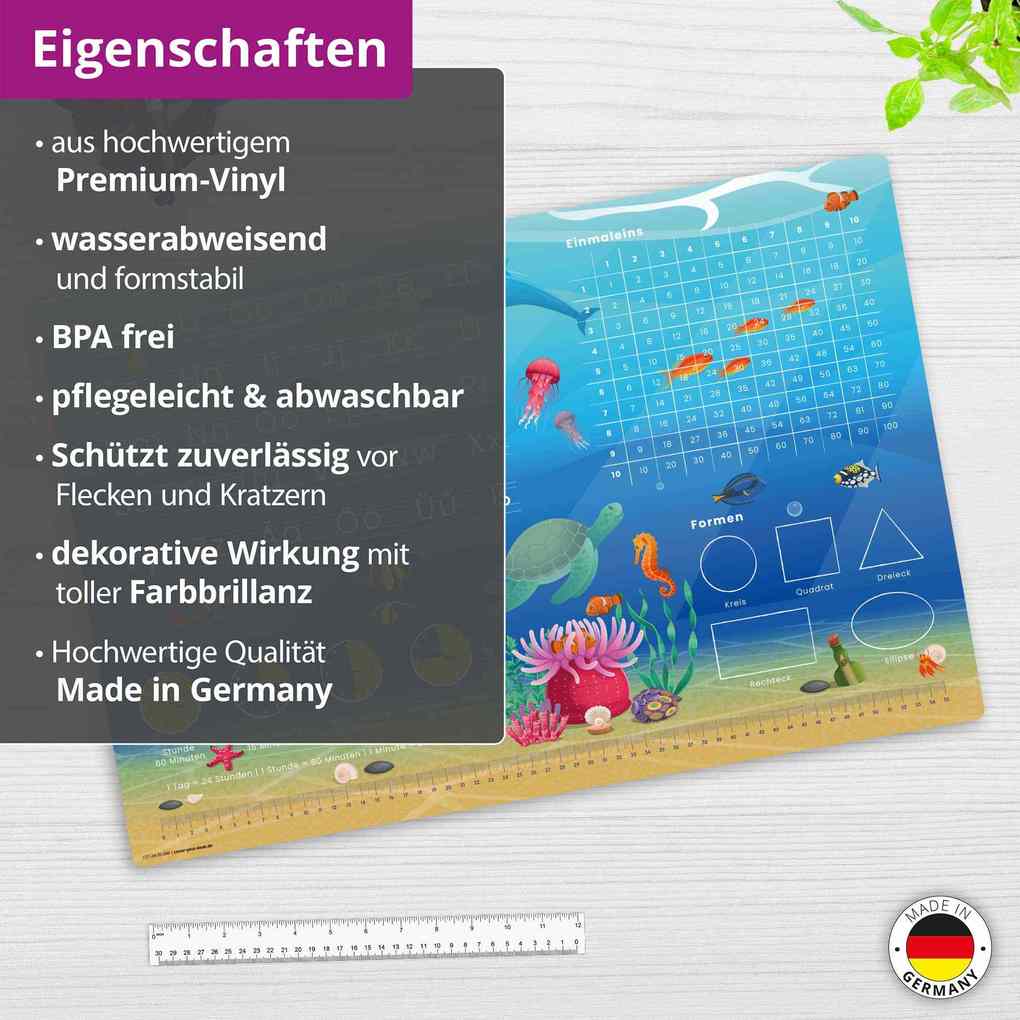 Weitere Ansicht: Cover-your-desk Schreibtischunterlage für Kinder Lernunterlage Einschulung, Unterwasserwelt Optik, aus hochwertigem Vinyl, 60 x 40 cm
