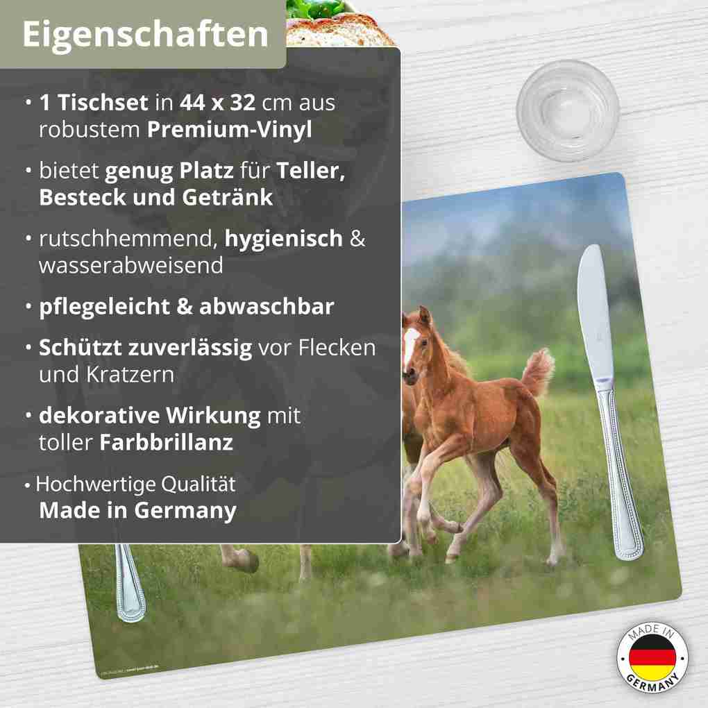 Weitere Ansicht: Tischsetmacher Tischset Pferde Mama mit Fohlen , aus hochwertigem Vinyl, 44 x 32 cm