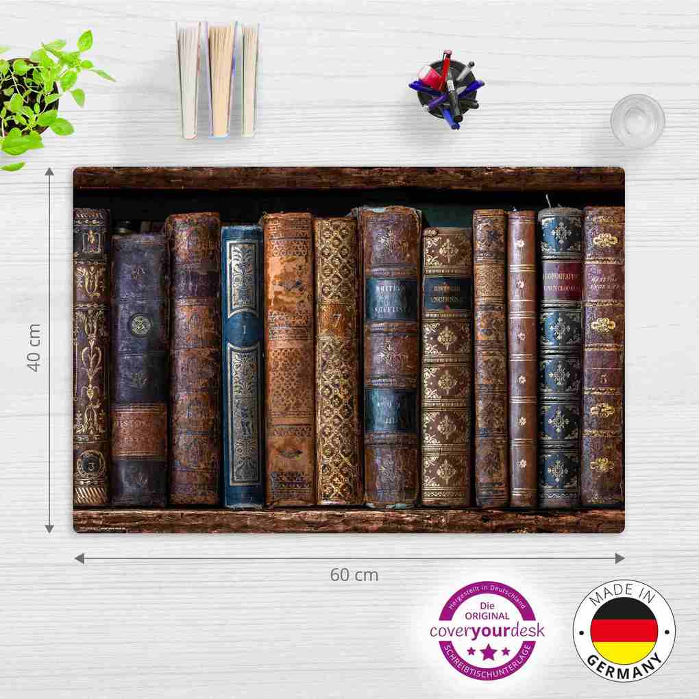 Weitere Ansicht: Cover-your-desk Schreibtischunterlage für Kinder und Erwachsene Antike Bücher, aus hochwertigem Vinyl, 60 x 40 cm