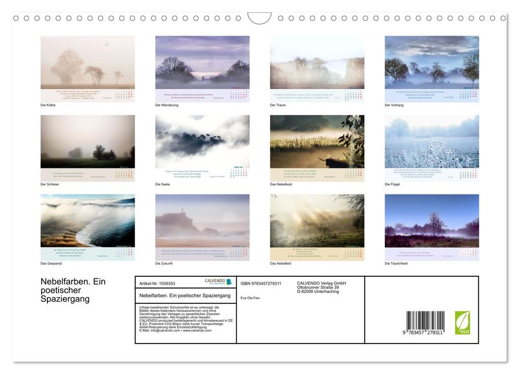 Weitere Ansicht: Nebelfarben. Ein poetischer Spaziergang (Wandkalender 2026 DIN A3 quer), CALVENDO Monatskalender | Calvendo