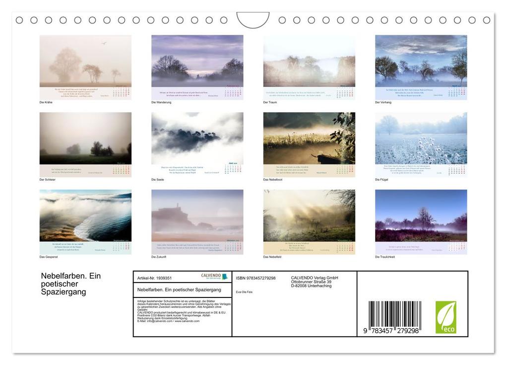 Weitere Ansicht: Nebelfarben. Ein poetischer Spaziergang (Wandkalender 2026 DIN A4 quer), CALVENDO Monatskalender | Calvendo