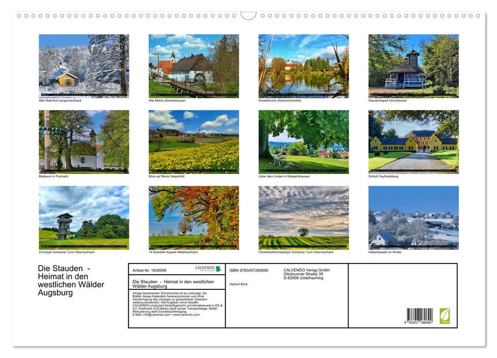 Weitere Ansicht: Die Stauden - Heimat in den westlichen Wälder Augsburg (Wandkalender 2026 DIN A2 quer), CALVENDO Monatskalender | Herbert Böck, Calvendo