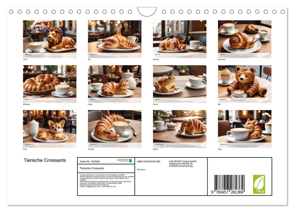 Weitere Ansicht: Tierische Croissants (Wandkalender 2026 DIN A4 quer), CALVENDO Monatskalender | ShirtScene ShirtScene, Calvendo, ShirtScene
