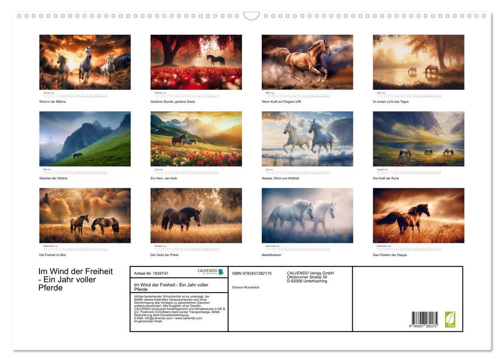 Weitere Ansicht: Im Wind der Freiheit - Ein Jahr voller Pferde (Wandkalender 2026 DIN A2 quer), CALVENDO Monatskalender | Simone Wunderlich, Calvendo