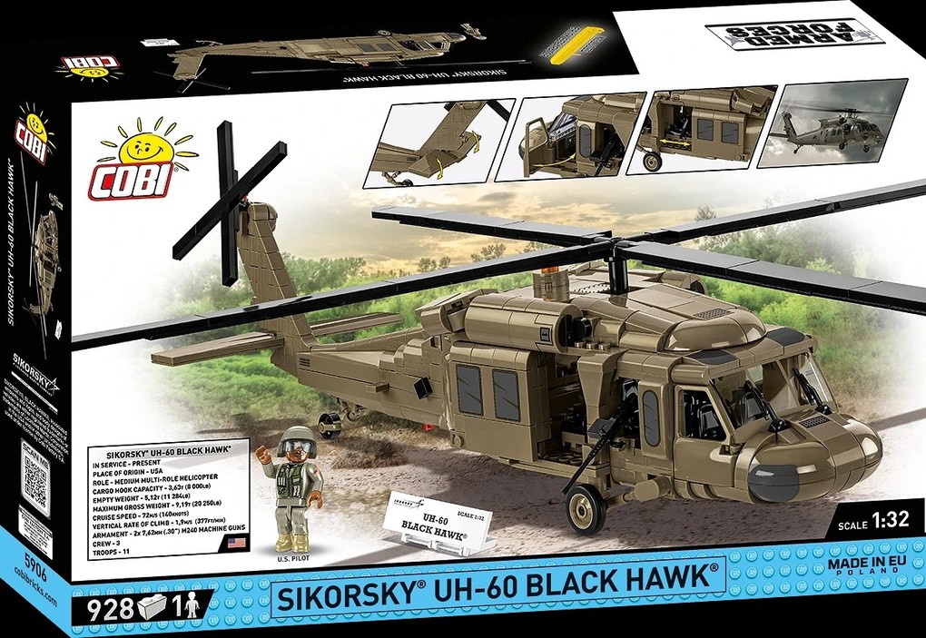 Weitere Ansicht: COBI Armed Forces 5906 - Sikorsky UH-60 Black Hawk, 1:32, Bausatz 928 Klemmbausteine, I Figur