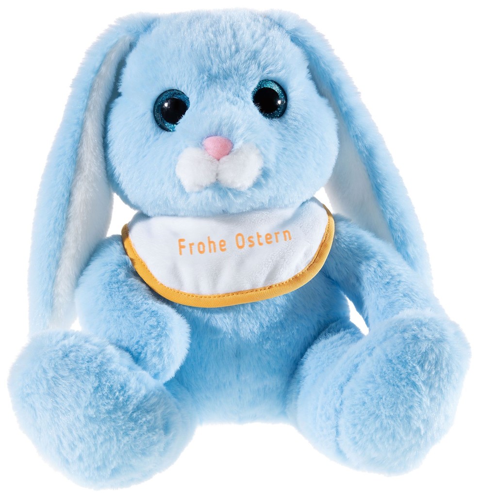 Produktbild: Heunec 841956 - Hase Milchschnute blau mit Lätzchen 'Frohe Ostern', 25cm