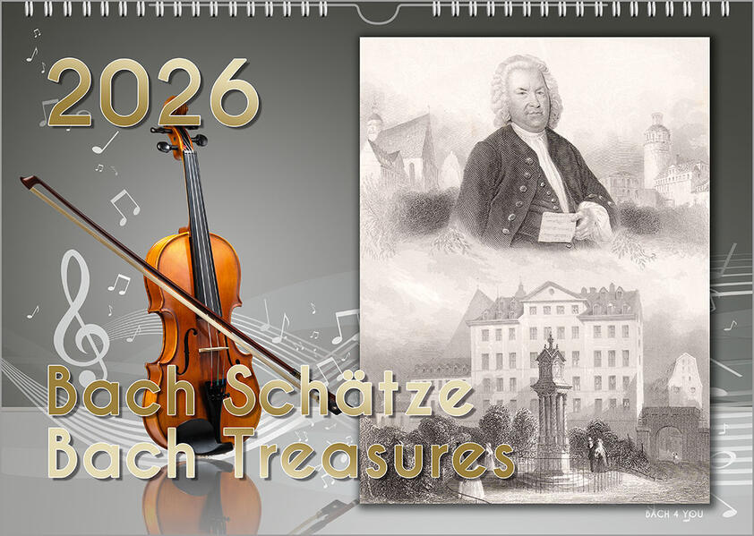 Produktbild: Komponisten-Kalender, Bach-Kalender, Musik-Kalender 2026, DIN A4 | Peter Bach jr.