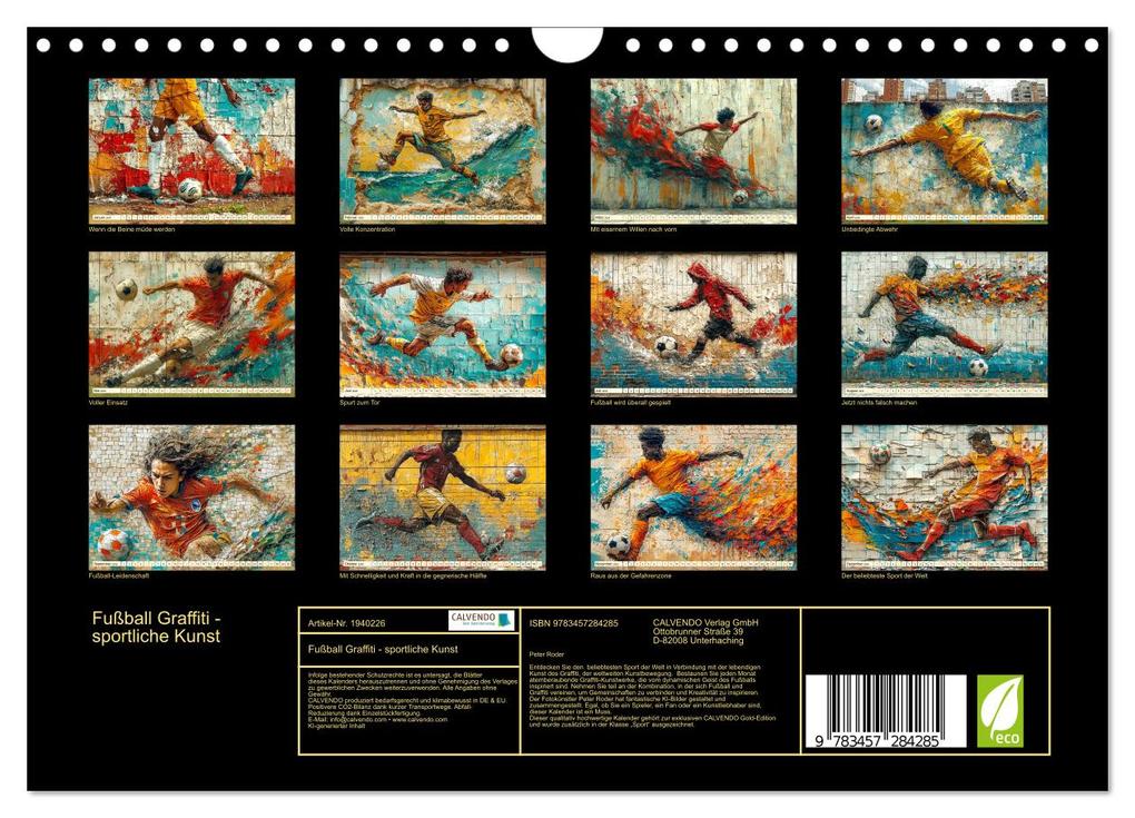 Weitere Ansicht: Fußball Graffiti - sportliche Kunst (Wandkalender 2026 DIN A4 quer), CALVENDO Monatskalender | Peter Roder, Calvendo