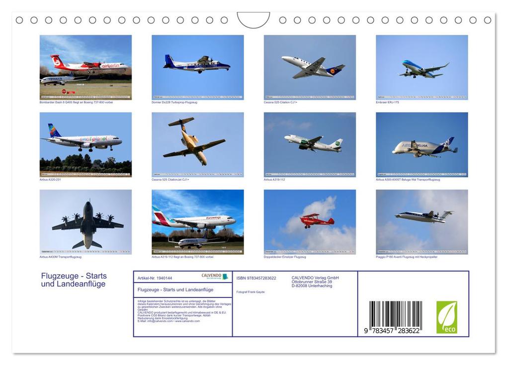 Weitere Ansicht: Flugzeuge - Starts und Landeanflüge (Wandkalender 2026 DIN A4 quer), CALVENDO Monatskalender | Frank Gayde, Calvendo