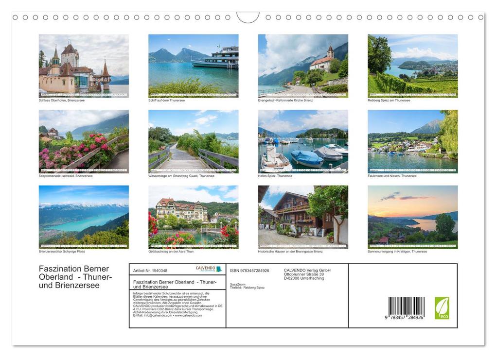 Weitere Ansicht: Faszination Berner Oberland - Thuner- und Brienzersee (Wandkalender 2026 DIN A3 quer), CALVENDO Monatskalender | SusaZoom SusaZoom, Calvendo, SusaZoom