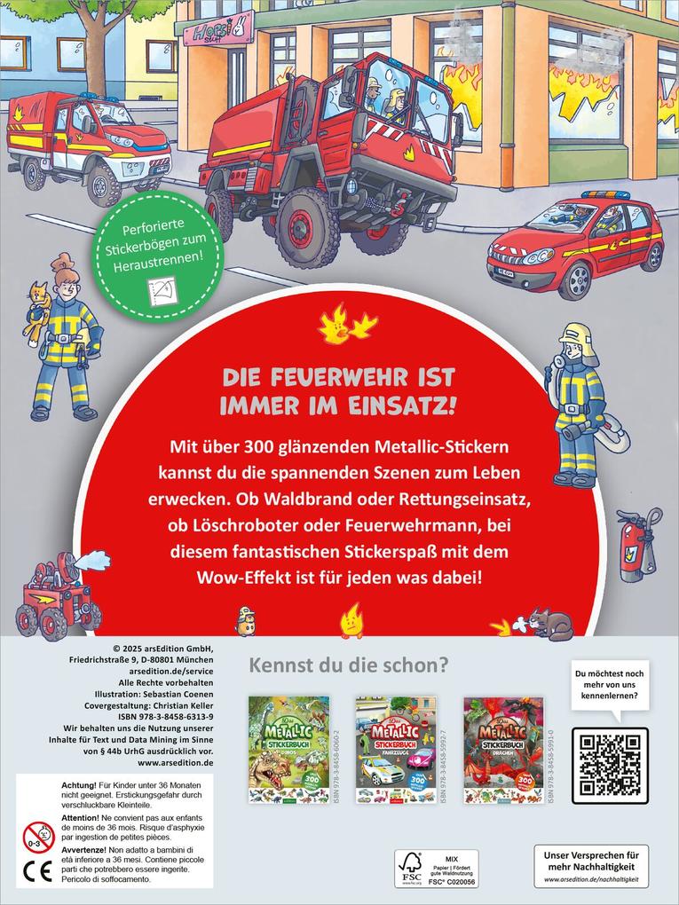 Weitere Ansicht: Das Metallic-Stickerbuch - Feuerwehr