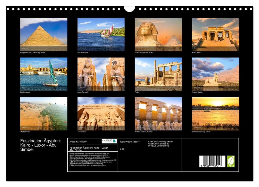 Weitere Ansicht: Faszination Ägypten: Kairo - Luxor - Abu Simbel (Wandkalender 2026 DIN A3 quer), CALVENDO Monatskalender | U-DO U-DO, Calvendo, U-DO