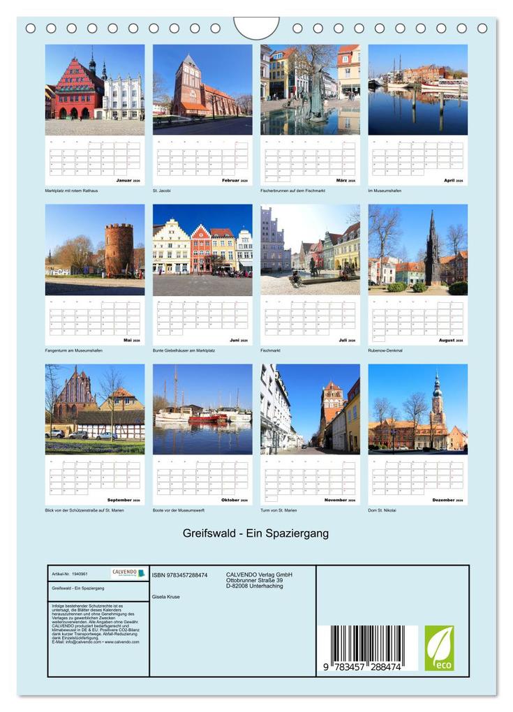 Weitere Ansicht: Greifswald - Ein Spaziergang (Wandkalender 2026 DIN A4 hoch), CALVENDO Monatskalender | Gisela Kruse, Calvendo