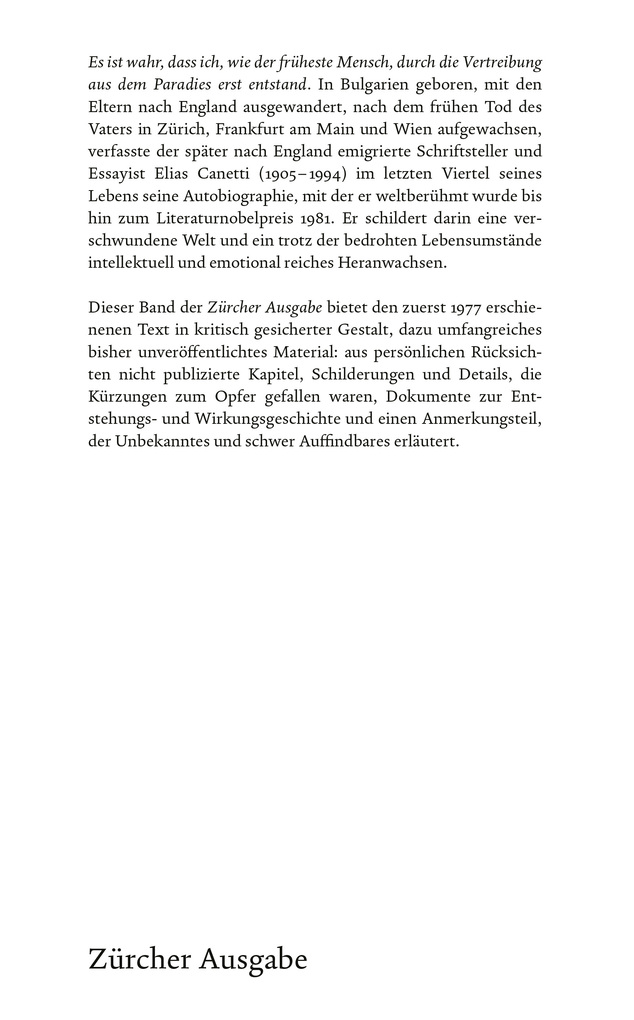 Weitere Ansicht: Die gerettete Zunge - Zürcher Ausgabe, Band 5 | Elias Canetti